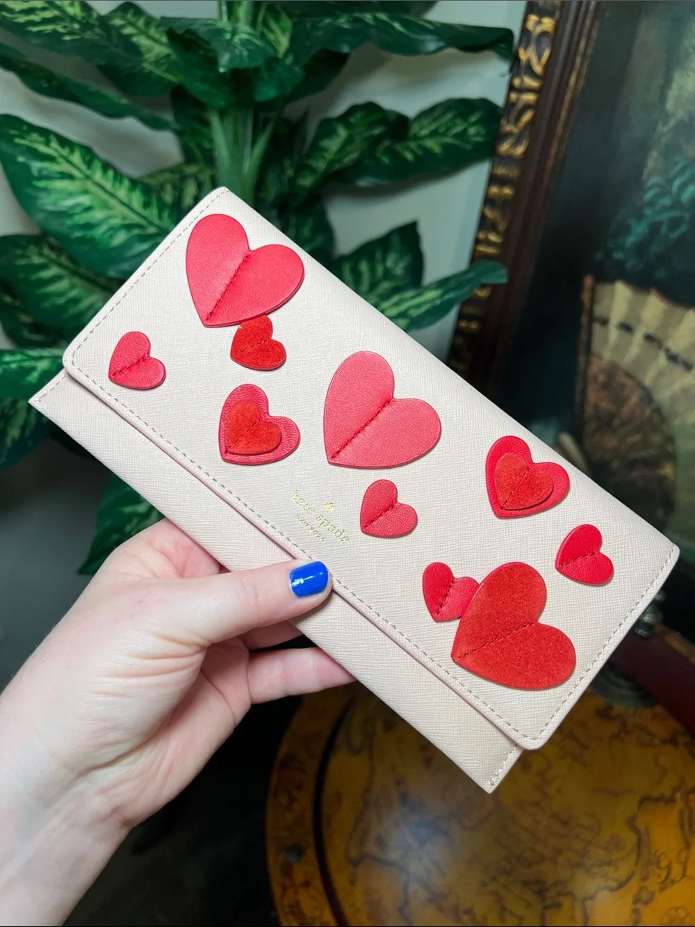 Kate Spade Heart It Harling Layered Hearts Red Pink Leather Folding Wallet